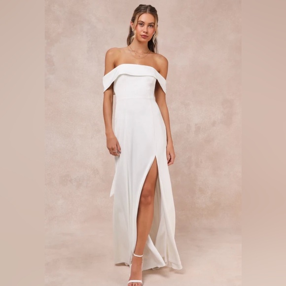 Lulus Dose of Love Satin Off-The-Shoulder Mermaid Maxi Dress, SIZE SMALL - Picture 4 of 7